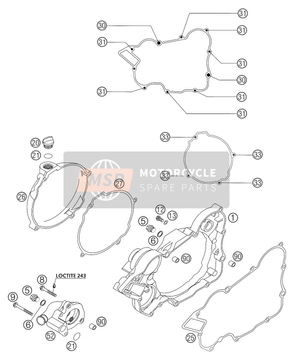 KTM 200 EXC Australia 2003 Couvercle d'embrayage pour un 2003 KTM 200 EXC Australia