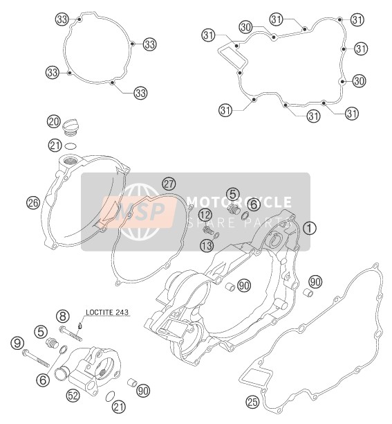 KTM 200 EXC Europe 2005 Coperchio frizione per un 2005 KTM 200 EXC Europe