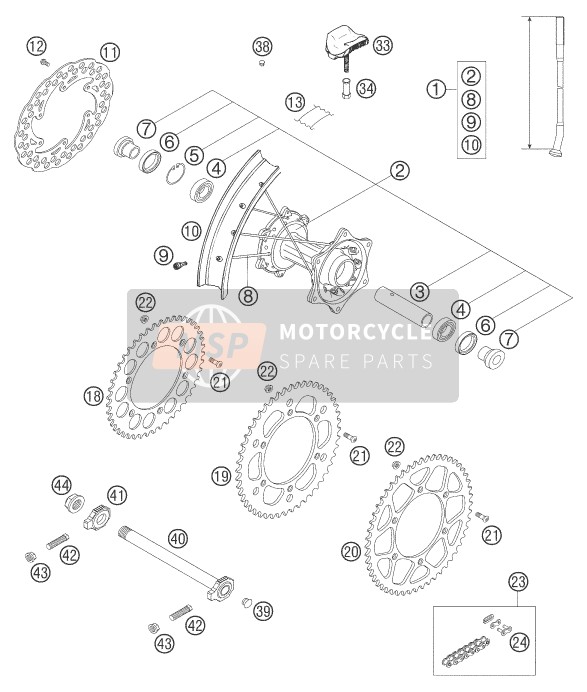 KTM 200 EXC USA 2005 Roue arrière pour un 2005 KTM 200 EXC USA