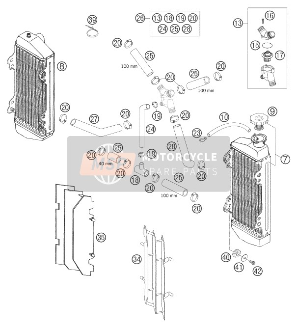 KTM 200 EXC Australia 2006 Sistema de refrigeración para un 2006 KTM 200 EXC Australia