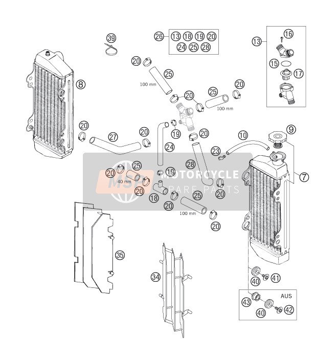 KTM 200 EXC Australia 2007 Kühlmittelsystem für ein 2007 KTM 200 EXC Australia