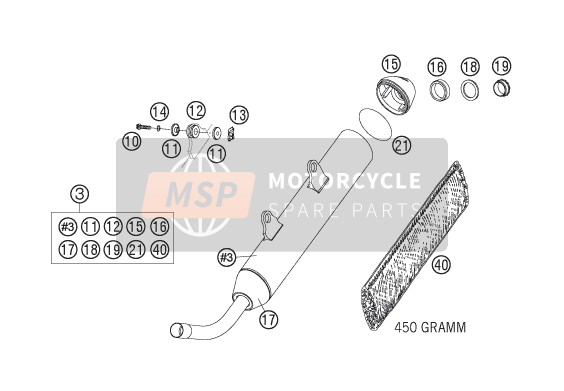 KTM 200 EXC Europe 2007 Silenziatore principale per un 2007 KTM 200 EXC Europe