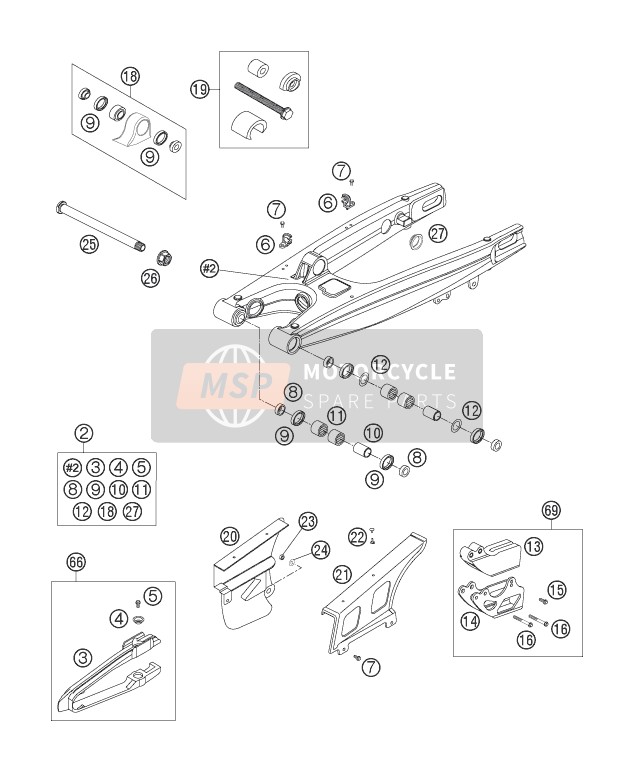 KTM 200 EXC Australia 2007 Swing Arm for a 2007 KTM 200 EXC Australia