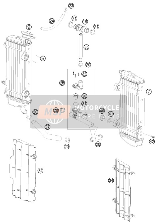 KTM 200 EXC Europe 2009 Système de refroidissement pour un 2009 KTM 200 EXC Europe