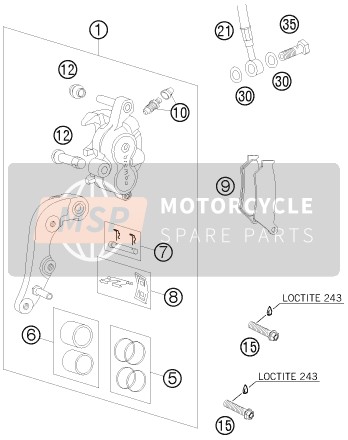 KTM 200 EXC Europe 2009 Remklauw voor voor een 2009 KTM 200 EXC Europe