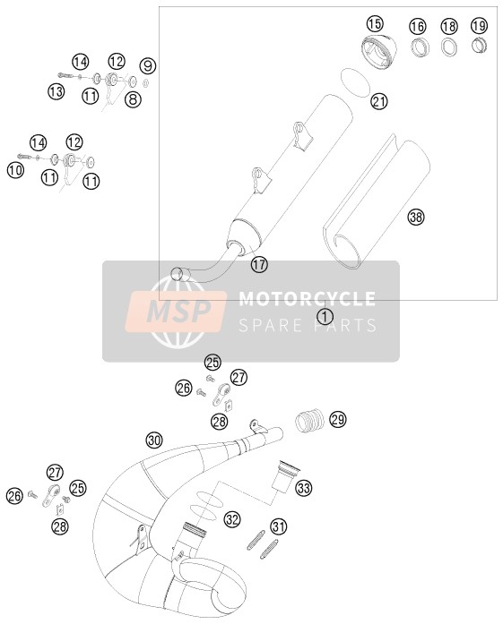 KTM 200 EXC Europe 2010 Système d'échappement pour un 2010 KTM 200 EXC Europe