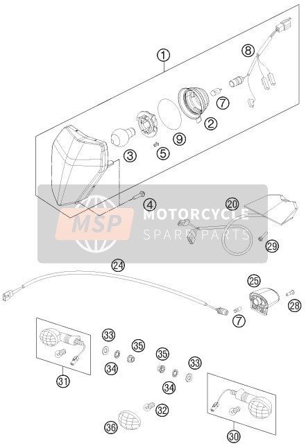 KTM 200 EXC Europe 2012 Système d'éclairage pour un 2012 KTM 200 EXC Europe