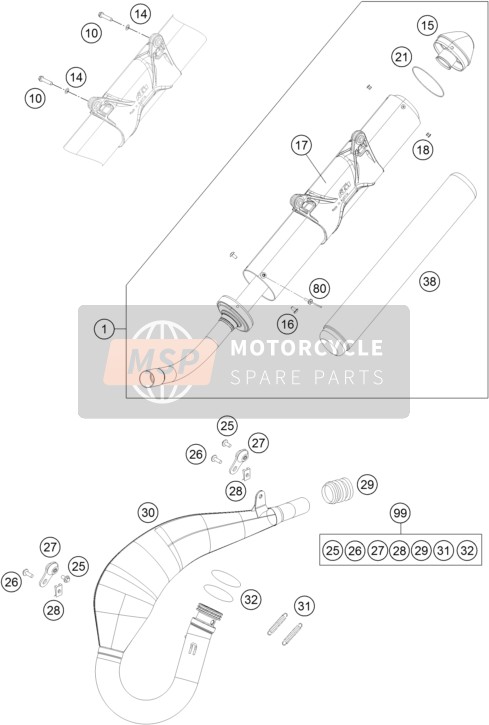 KTM 200 EXC Australia 2015 Exhaust System for a 2015 KTM 200 EXC Australia