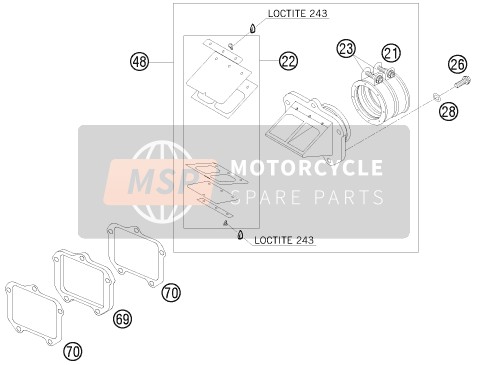KTM 200 EXC Australia 2015 Caja de válvula de láminas para un 2015 KTM 200 EXC Australia