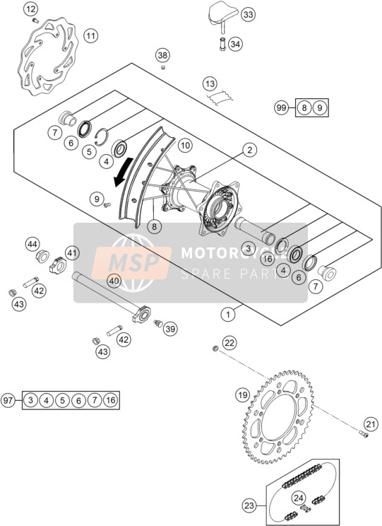 78010015010, Rear Wheel Rep. Kit, KTM, 0