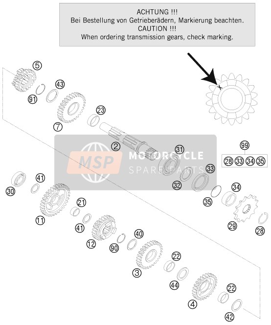 KTM 200 EXC Europe 2016 Transmission II - Counter Shaft for a 2016 KTM 200 EXC Europe