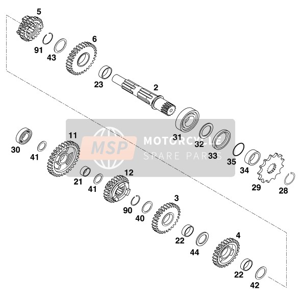 KTM 200 EXC JACKPINER USA 1997 Transmission II - Counter Shaft for a 1997 KTM 200 EXC JACKPINER USA