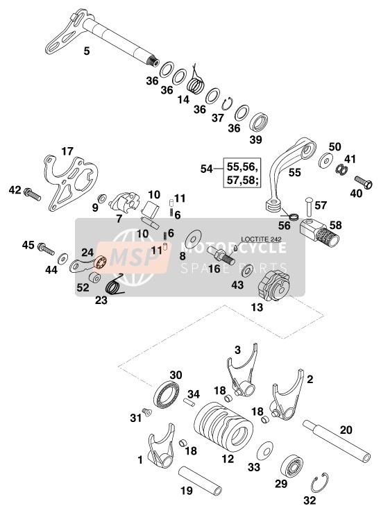 KTM 200 EXC SGP Asia 2000 SCHALTMECHANISMUS für ein 2000 KTM 200 EXC SGP Asia