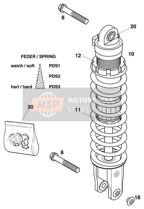 KTM 200 EXC SGP Asia 2000 Shock Absorber for a 2000 KTM 200 EXC SGP Asia