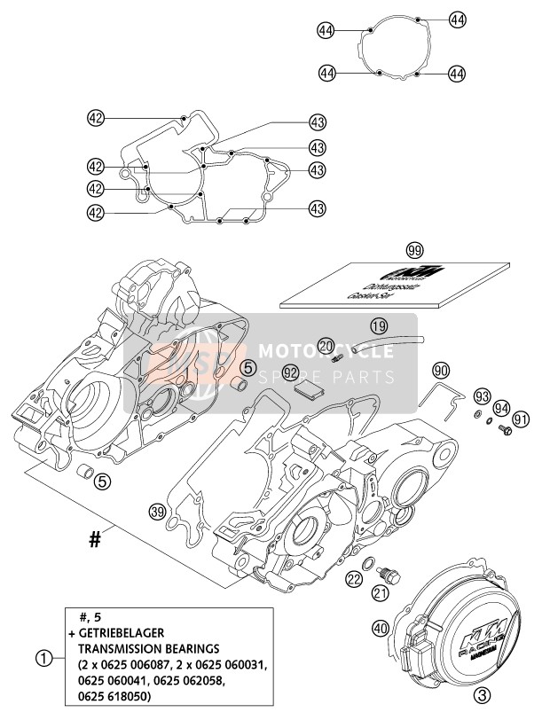 KTM 200 EXC SGP GS Asia 2002 Motorbehuizing voor een 2002 KTM 200 EXC SGP GS Asia