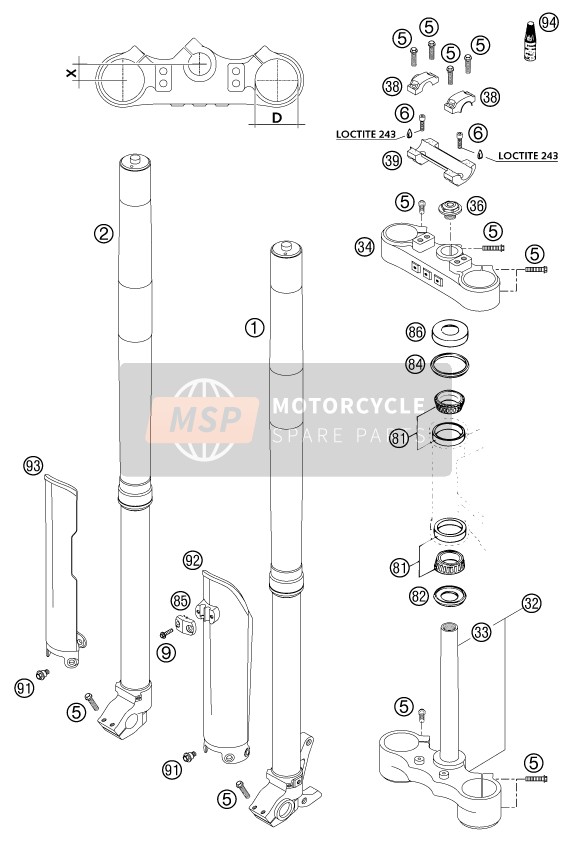 Tenedor frontal, Abrazadera triple