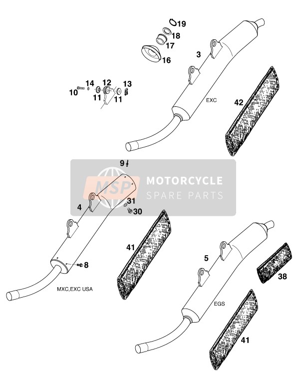 KTM 200 MXC USA 1998 Silencieux principal pour un 1998 KTM 200 MXC USA