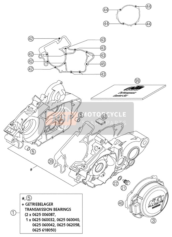 KTM 200 SX Europe 2003 MOTORGEHÄUSE für ein 2003 KTM 200 SX Europe