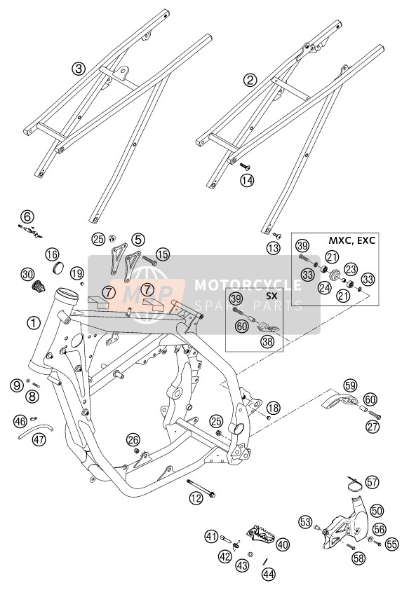 KTM 200 SX Europe 2003 Rahmen für ein 2003 KTM 200 SX Europe