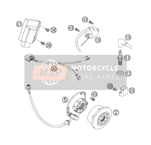 KTM 200 XC-W USA 2006 Sistema di accensione per un 2006 KTM 200 XC-W USA