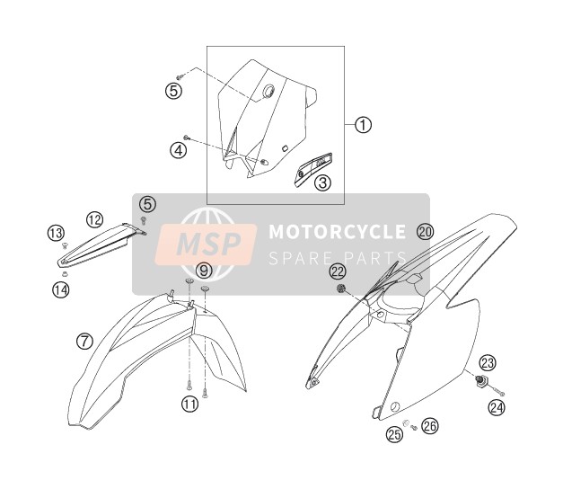 KTM 200 XC-W South Africa 2006 Mask, Fenders for a 2006 KTM 200 XC-W South Africa