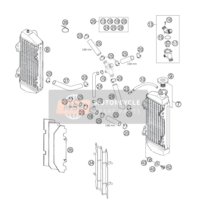 KTM 200 XC-W USA 2007 Système de refroidissement pour un 2007 KTM 200 XC-W USA