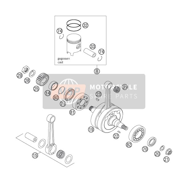 KTM 200 XC-W USA 2007 Crankshaft, Piston for a 2007 KTM 200 XC-W USA