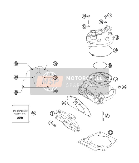 KTM 200 XC-W USA 2007 Cylinder, Cylinder Head for a 2007 KTM 200 XC-W USA