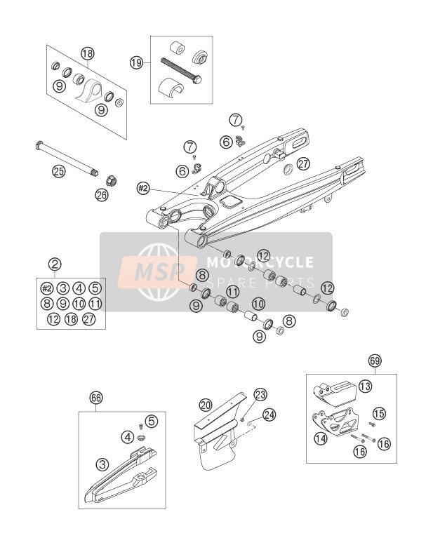 KTM 200 XC-W USA 2007 Schwinge für ein 2007 KTM 200 XC-W USA