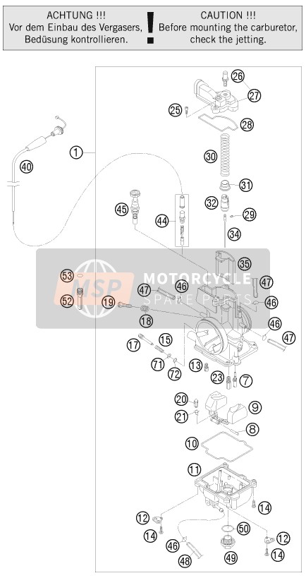 KTM 200 XC-W USA 2008 Carburatore per un 2008 KTM 200 XC-W USA