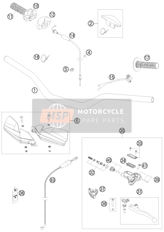 KTM 200 XC-W South Africa 2009 Handlebar, Controls for a 2009 KTM 200 XC-W South Africa