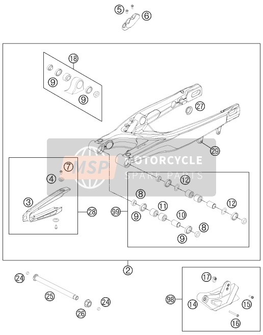 KTM 200 XC-W USA 2011 Braccio oscillante per un 2011 KTM 200 XC-W USA