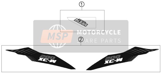 KTM 200 XC-W USA 2012 Decal for a 2012 KTM 200 XC-W USA