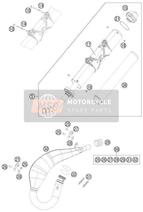 KTM 200 XC-W USA 2012 ABGASSYSTEM für ein 2012 KTM 200 XC-W USA