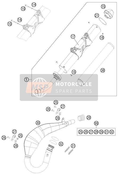 KTM 200 XC-W USA 2014 Exhaust System for a 2014 KTM 200 XC-W USA