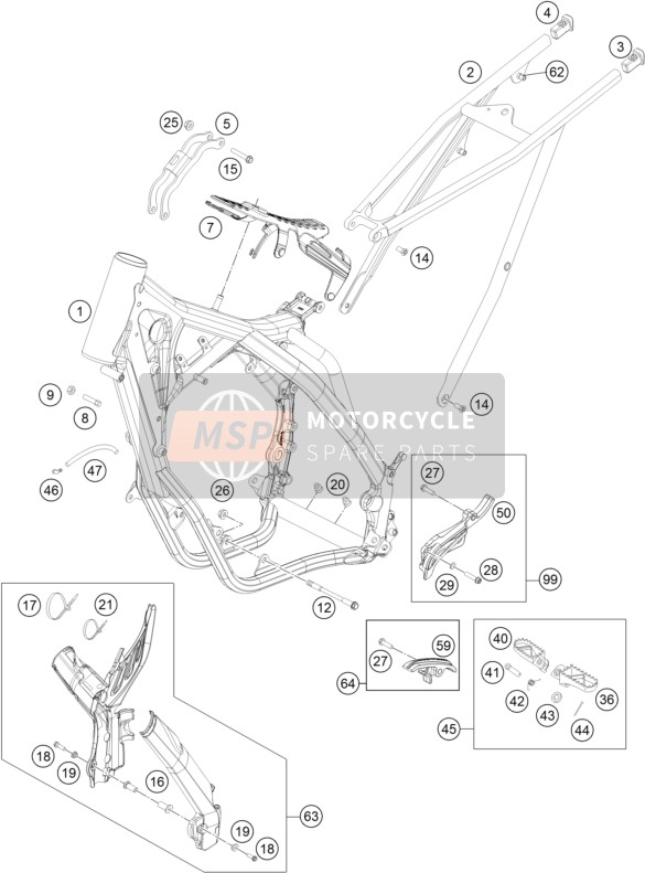 KTM 200 XC-W USA 2015 Frame voor een 2015 KTM 200 XC-W USA