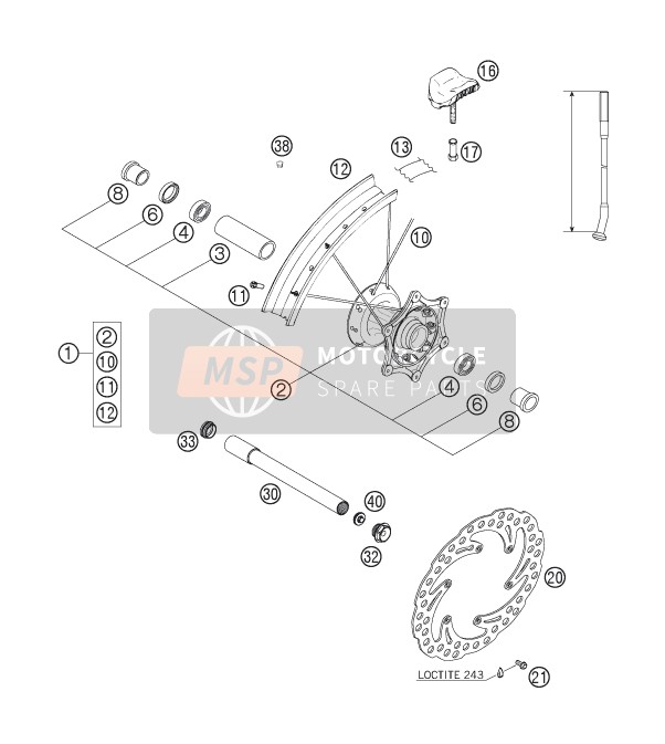 KTM 200 XC USA 2006 Front Wheel for a 2006 KTM 200 XC USA