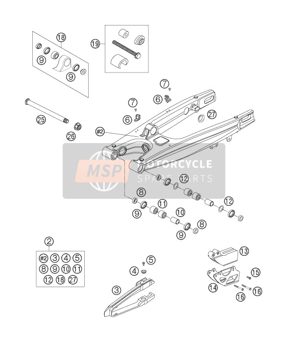 KTM 200 XC USA 2006 Bras oscillant pour un 2006 KTM 200 XC USA