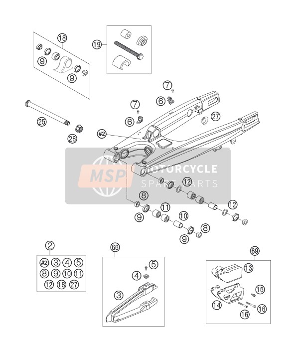 KTM 200 XC USA 2007 Brazo oscilante para un 2007 KTM 200 XC USA