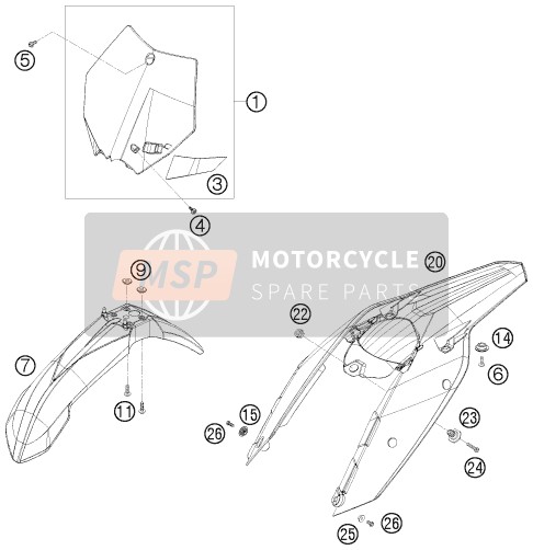 KTM 200 XC USA 2008 Mask, Fenders for a 2008 KTM 200 XC USA