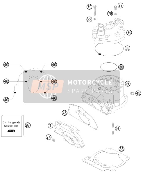 KTM 200 XC USA 2009 Cylindre, Culasse pour un 2009 KTM 200 XC USA