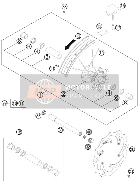 KTM 200 XC USA 2009 Ruota anteriore per un 2009 KTM 200 XC USA