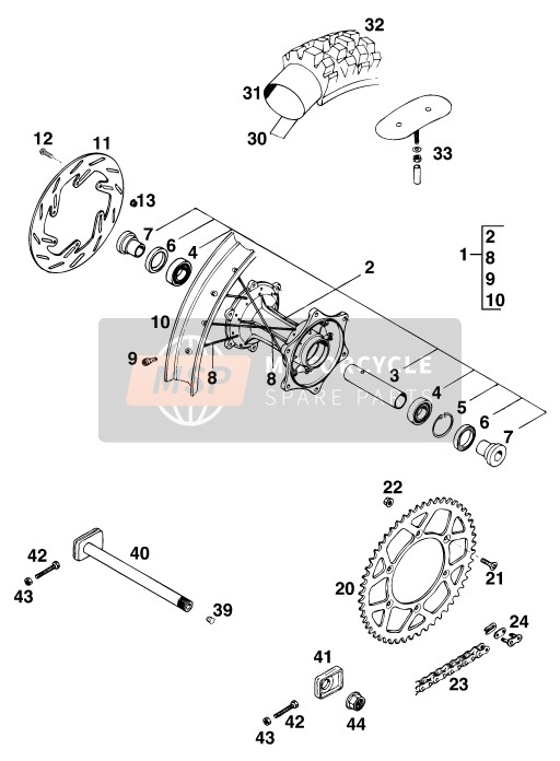 KTM 250 E-XC Europe 1994 Ruota posteriore per un 1994 KTM 250 E-XC Europe