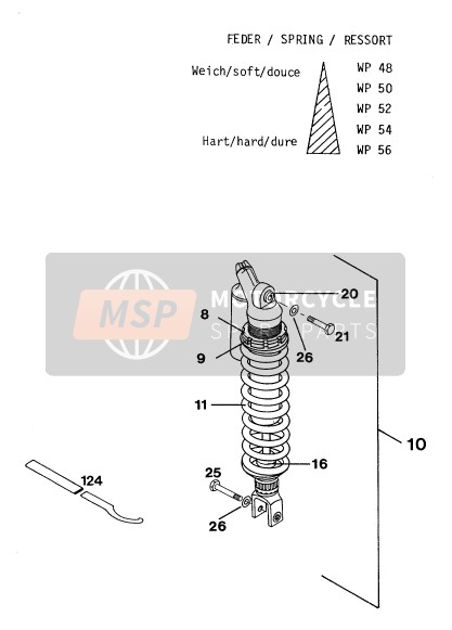 KTM 250 E-XC Europe 1994 Shock Absorber for a 1994 KTM 250 E-XC Europe