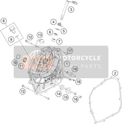 KTM 250 DUKE BL. ABS B.D. Asia 2015 Koppelingsdeksel voor een 2015 KTM 250 DUKE BL. ABS B.D. Asia