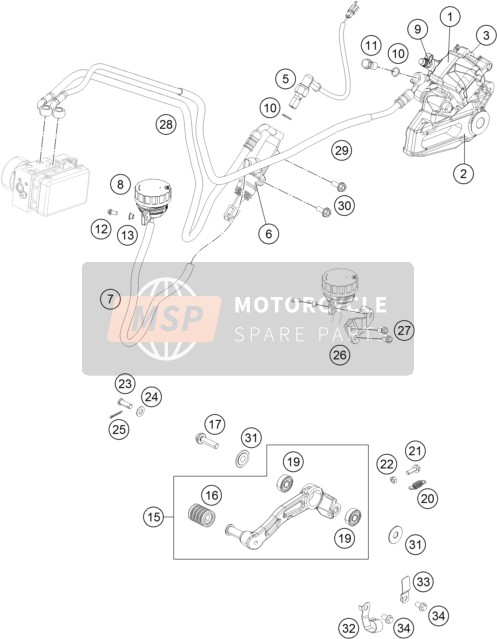 KTM 250 DUKE BL. ABS B.D. Europe 2015 Pinza de freno trasero para un 2015 KTM 250 DUKE BL. ABS B.D. Europe