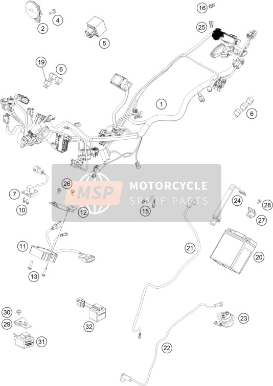 KTM 250 DUKE BL. ABS B.D. Asia 2015 Arnés de cableado para un 2015 KTM 250 DUKE BL. ABS B.D. Asia