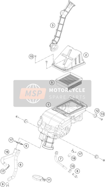 KTM 250 DUKE BL. ABS B.D. Europe 2016 Air Filter for a 2016 KTM 250 DUKE BL. ABS B.D. Europe