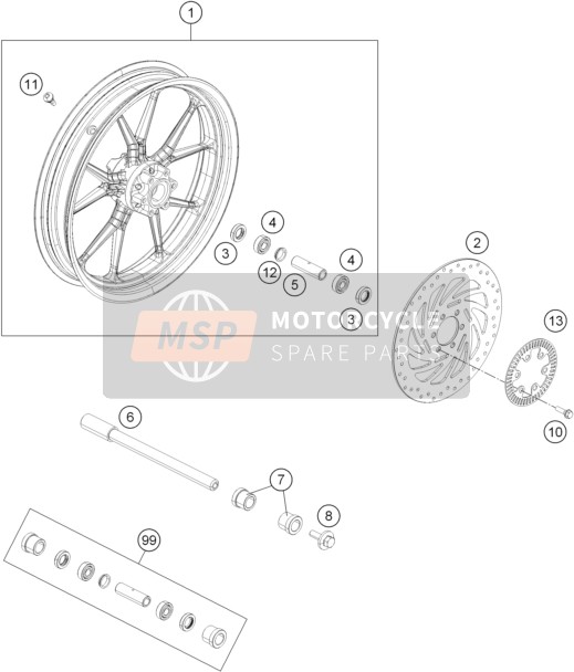 KTM 250 DUKE BL. ABS B.D. Japan 2016 Roue avant pour un 2016 KTM 250 DUKE BL. ABS B.D. Japan