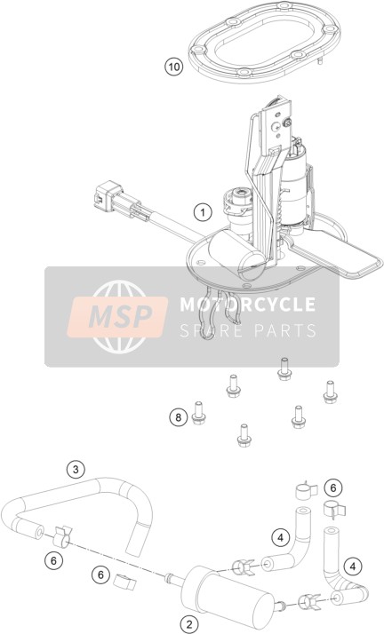 KTM 250 DUKE BL. ABS B.D. Europe 2016 Pompa di benzina per un 2016 KTM 250 DUKE BL. ABS B.D. Europe